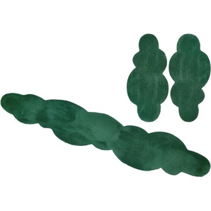 Bettumrandung MY HOME Microfaser Teppich Magong, besonders weich, sehr feiner Flor Gr. B/L (Brücke): 65 cm x 140 cm (2 St.) B/L (Läufer): 65 cm x 270 cm (1 St.), rechteckig, grün (dunkelgrün) Bettumrandungen