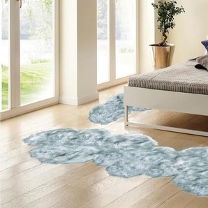 Bettumrandung MY HOME Sammo Gr. B/L (Brücke): 65 cm x 140 cm (2 St.) B/L (Läufer): 65 cm x 270 cm (1 St.), rechteckig, blau (iceblue) Bettumrandungen Kunstfell, besonders weich, fußbodenheizungsgeeignet, Wolken-Form