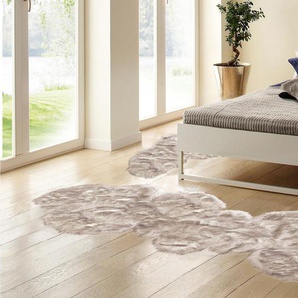 Bettumrandung MY HOME Sammo Gr. B/L (Brücke): 65 cm x 140 cm (2 St.) B/L (Läufer): 65 cm x 270 cm (1 St.), rechteckig, grau (grau, weiß) Bettumrandungen Kunstfell, besonders weich, fußbodenheizungsgeeignet, Wolken-Form
