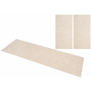 Bettumrandung MY HOME Wolly Gr. B/L (Brücke): 70 cm x 140 cm (2 St.) B/L (Läufer): 70 cm x 270 cm (1 St.), rechteckig, beige (natur) Bettumrandung Bettumrandungen Bettvorleger, Wolle, handgewebt, Läufer-Set Wohnzimmer, Schlafzimmer