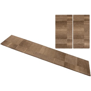 Bettumrandung THEKO EXKLUSIV Jorun Gr. B/L (Brücke): 70 cm x 140 cm (2 St.) B/L (Läufer): 70 cm x 320 cm (1 St.), rechteckig, braun Bettumrandung Bettumrandungen handgewebt, Bettvorleger, Läufer-Set für das Schlafzimmer