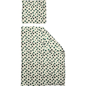 Bettwäsche ADAM Leinenbettwäsche Dots Gr. B/L: 135 cm x 200 cm (1 St.), B/L: 80 cm x 80 cm (1 St.), Jacquard, grün (dunkelgrün) Bettwäsche 135x200 cm nachhaltig aus Bio-Baumwolle