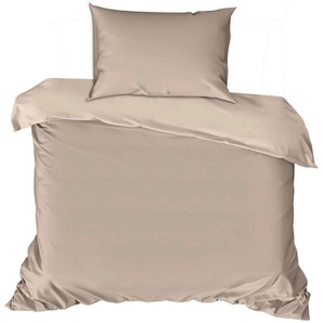 Bettwäsche, Beige, Textil, Uni, 135x200 cm, weiche und anschmiegsame Oberfläche, Schlaftextilien, Bettwäsche, Bettwäsche, Renforcé-Bettwäsche