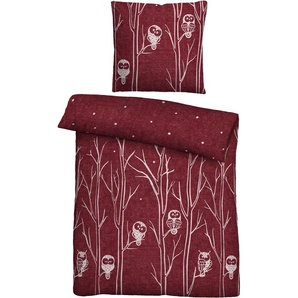 Bettwäsche BIBERNA Felix Gr. B/L: 155 cm x 200 cm (1 St.), B/L: 80 cm x 80 cm (1 St.), Flanell, rot (burgund) Bettwäsche 155x200 cm kuschelig warm, weich, pflegeleicht, 100% Baumwolle, made in Germany