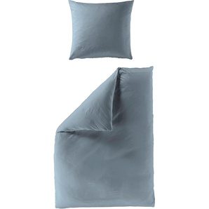Bettwäsche BIERBAUM Elegant uni Gr. B/L: 155 cm x 220 cm (1 St.), B/L: 80 cm x 80 cm (1 St.), Mako-Satin, blau (jeans) Bettwäsche 155x220 cm Mako-Satin, 100 % Baumwolle, Uni, pflegeleicht