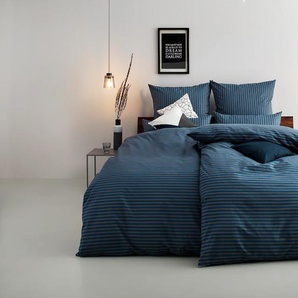 Bettwäsche BRUNO BANANI Jassen in Gr. 135x200 oder 155x220 cm Gr. B/L: 135 cm x 200 cm (1 St.), B/L: 80 cm x 80 cm (1 St.), Biber, grau (petrol, anthrazit) Bettwäsche 135x200 cm moderne aus Baumwolle, mit Streifen-Design