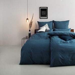 Bettwäsche BRUNO BANANI Jassen in Gr. 135x200 oder 155x220 cm Gr. B/L: 155 cm x 220 cm (1 St.), B/L: 80 cm x 80 cm (1 St.), Renforcé, grau (petrol, anthrazit) Renforcé-Bettwäsche moderne Bettwäsche aus Baumwolle, mit Streifen-Design