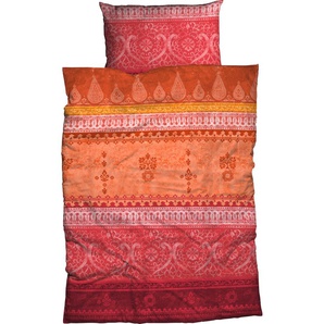 Bettwäsche CASATEX Indi in Gr. 135x200, 155x220 oder 200x200 cm Gr. B/L: 200 cm x 220 cm (1 St.), B/L: 40 cm x 80 cm & 40 cm x 80 cm (2 St.), Satin, orange Satin-Bettwäsche Bettwäsche Biber kuschelig warm im Winter, gemusterte aus Baumwolle