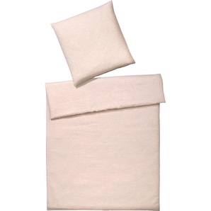 Bettwäsche ELEGANTE Breeze in Gr. 135x200 oder 155x220 cm Gr. B/L: 155 cm x 220 cm (1 St.), B/L: 80 cm x 80 cm (1 St.), Halbleinen, orange (apricot) Bettwäsche 155x220 cm in Halbleinen-Qualität, mit Reißverschluss