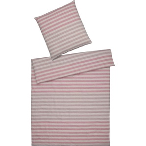 Bettwäsche ELEGANTE Clear Gr. B/L: 135 cm x 200 cm (1 St.), B/L: 80 cm x 80 cm (1 St.), Halbleinen, pink (blush) Bettwäsche 135x200 cm angenehmes Hautgefühl