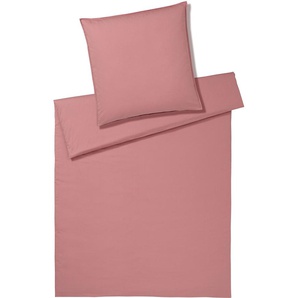 Bettwäsche ELEGANTE Crisp Gr. B/L: 135 cm x 200 cm (1 St.), B/L: 80 cm x 80 cm (1 St.), Washed Cotton, pink (blush) Bettwäsche 135x200 cm