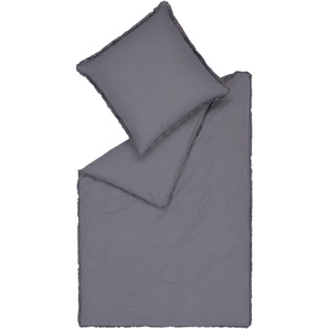 Bettwäsche ESPRIT Fringe Gr. B/L: 135 cm x 200 cm (1 St.), B/L: 80 cm x 80 cm (1 St.), Renforcé, grau (grau, dunkelgrau, anthrazit) Renforcé-Bettwäsche aus 100% Baumwolle BCI