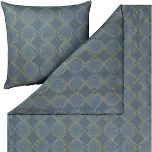 Bettwäsche ESTELLA DAKOTA Gr. B/L: 135 cm x 200 cm (1 St.), B/L: 80 cm x 80 cm (1 St.), Mako-Satin, blau (petrol) Bettwäsche 135x200 cm
