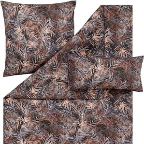 Bettwäsche ESTELLA DJAMAL Gr. B/L: 135 cm x 200 cm (1 St.), B/L: 80 cm x 80 cm & 80 cm x 40 cm (2 St.), Mako-Satin, rot (maron) Bettwäsche 135x200 cm Gratiskissenbezug 40x80