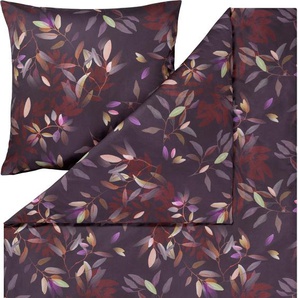 Bettwäsche ESTELLA LEAVELY Gr. B/L: 135 cm x 200 cm (1 St.), B/L: 80 cm x 80 cm (1 St.), Mako-Satin, lila (beere) Bettwäsche 135x200 cm