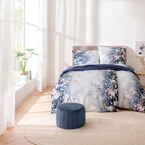 Bettwäsche ESTELLA LORELAI Gr. B/L: 155 cm x 220 cm (1 St.), B/L: 80 cm x 80 cm (1 St.), Mako-Interlock-Jersey, blau (saphir) Bettwäsche 155x220 cm ABSOLUT BÜGELFREI