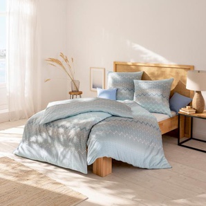 Bettwäsche ESTELLA NIKITA Gr. B/L: 135 cm x 200 cm (1 St.), B/L: 80 cm x 80 cm (1 St.), Mako-Batist, blau (aquamarin) Bettwäsche 135x200 cm luftig und leicht