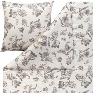Bettwäsche ESTELLA Paisley Gr. B/L: 135 cm x 200 cm (1 St.), B/L: 80 cm x 80 cm (1 St.), Mako-Interlock-Jersey, beige (leinen) Bettwäsche 135x200 cm ABSOLUT BÜGELFREI