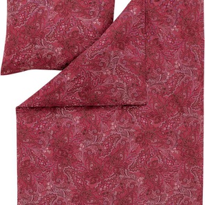 Bettwäsche ESTELLA PAOLA Gr. B/L: 135 cm x 200 cm (1 St.), B/L: 80 cm x 80 cm (1 St.), Edel-Köper-Flanell, rot (purpur) Bettwäsche 135x200 cm