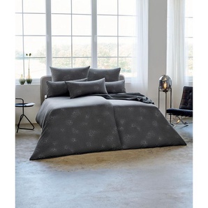 Bettwäsche ESTELLA PIPPA Gr. B/L: 155 cm x 220 cm (1 St.), B/L: 80 cm x 80 cm (1 St.), Mako-Interlock-Jersey, grau (anthrazit) Bettwäsche 155x220 cm ABSOLUT BÜGELFREI