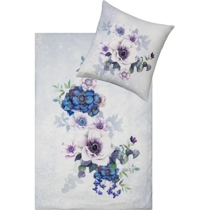 Bettwäsche ESTELLA SNOWFLOWER Gr. B/L: 135 cm x 200 cm (1 St.), B/L: 80 cm x 80 cm (1 St.), Feinbiber, weiß (schnee) Bettwäsche 135x200 cm