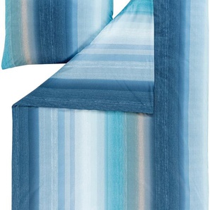 Bettwäsche ESTELLA TAMANI Gr. B/L: 135 cm x 200 cm (1 St.), B/L: 80 cm x 80 cm (1 St.), Mako-Interlock-Jersey, blau Bettwäsche 135x200 cm ABSOLUT BÜGELFREI