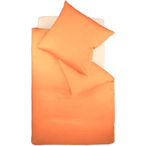 Bettwäsche FLEURESSE Colours in 135x200, 155x220 oder 200x200 cm Gr. B/L: 200 cm x 200 cm (1 St.), B/L: 80 cm x 80 cm (2 St.), Mako-Satin, orange (terrakotta) Bettwäsche 200x200 cm
