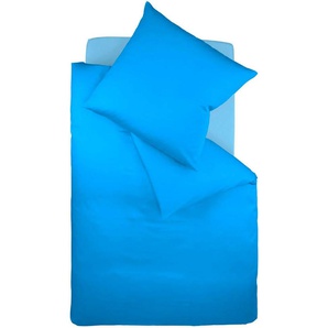 Bettwäsche FLEURESSE Colours in 135x200, 155x220 oder 200x200 cm Gr. B/L: 200 cm x 220 cm (1 St.), B/L: 80 cm x 80 cm (2 St.), Mako-Satin, blau (meeresblau) Bettwäsche 200x220 cm