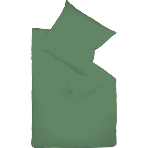 Bettwäsche FLEURESSE Colours in 135x200, 155x220 oder 200x200 cm Gr. B/L: 240 cm x 220 cm (1 St.), B/L: 80 cm x 80 cm & 80 cm x 80 cm (2 St.), Mako-Satin, grün (jagdgrün) Bettwäsche 240x220 cm aus 100% Baumwolle, uni, mit Reißverschluss