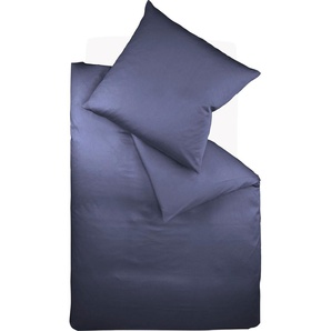 Bettwäsche FLEURESSE Colours in 135x200, 155x220 oder 200x200 cm Gr. B/L: 155 cm x 200 cm (1 St.), B/L: 80 cm x 80 cm (1 St.), Interlock-Jersey, blau (dunkelblau) Bettwäsche 155x200 cm aus 100% Baumwolle, uni, mit Reißverschluss