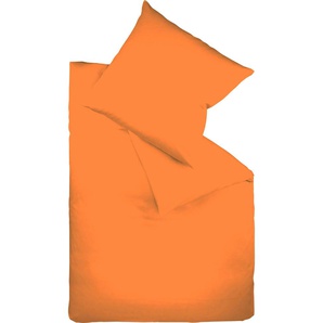 Bettwäsche FLEURESSE Colours in 135x200, 155x220 oder 200x200 cm Gr. B/L: 155 cm x 200 cm (1 St.), B/L: 80 cm x 80 cm (1 St.), Interlock-Jersey, orange Bettwäsche 155x200 cm aus 100% Baumwolle, uni, mit Reißverschluss