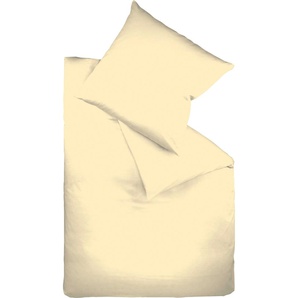 Bettwäsche FLEURESSE Colours in 135x200, 155x220 oder 200x200 cm Gr. B/L: 155 cm x 200 cm (1 St.), B/L: 80 cm x 80 cm (1 St.), Interlock-Jersey, gelb (vanille) Bettwäsche 155x200 cm aus 100% Baumwolle, uni, mit Reißverschluss