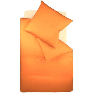 Bettwäsche FLEURESSE Colours in 135x200, 155x220 oder 200x200 cm Gr. B/L: 155 cm x 220 cm (1 St.), B/L: 80 cm x 80 cm (1 St.), Mako-Satin, orange Bettwäsche 155x220 cm