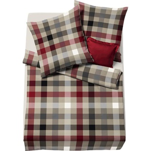 Bettwäsche FLEURESSE Lech 3742 Gr. B/L: 200 cm x 200 cm (1 St.), B/L: 80 cm x 80 cm & 80 cm x 80 cm (2 St.), Flanell, rot (klassik) Bettwäsche 200x200 cm Buntgewebter Flanell mit Karos