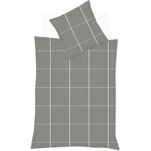 Bettwäsche FLEURESSE Lech 4311 Gr. B/L: 155 cm x 200 cm (1 St.), B/L: 80 cm x 80 cm (1 St.), Flanell, grau Bettwäsche 155x200 cm Buntgewebter Flanell mit Karos