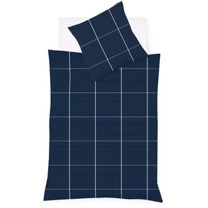 Bettwäsche FLEURESSE Lech 4311 Gr. B/L: 155 cm x 220 cm (1 St.), B/L: 80 cm x 80 cm (1 St.), Flanell, blau (indigo) Bettwäsche 155x220 cm Buntgewebter Flanell mit Karos