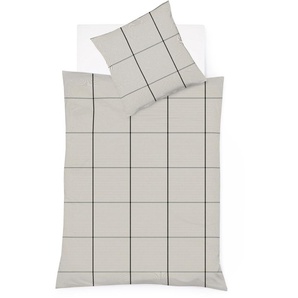 Bettwäsche FLEURESSE Lech 4311 Gr. B/L: 200 cm x 220 cm (1 St.), B/L: 80 cm x 80 cm (2 St.), Flanell, grau (steingrau) Bettwäsche 200x220 cm Buntgewebter Flanell mit Karos