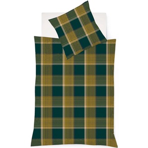 Bettwäsche FLEURESSE Lech 4385 Gr. B/L: 200 cm x 220 cm (1 St.), B/L: 80 cm x 80 cm & 80 cm x 80 cm (2 St.), Flanell, grün Bettwäsche 200x220 cm Buntgewebter Flanell mit Karos