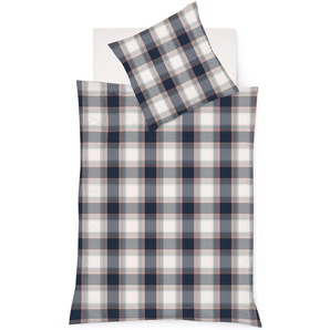 Bettwäsche FLEURESSE Lech 4387 Gr. B/L: 155 cm x 200 cm (1 St.), B/L: 80 cm x 80 cm (1 St.), Flanell, blau Bettwäsche 155x200 cm Buntgewebter Flanell mit Karos