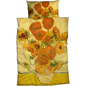 Bettwäsche GOEBEL Sonnenblume Gr. B/L: 155 cm x 220 cm (1 St.), B/L: 80 cm x 80 cm (1 St.), Satin, gelb (sonnengelb) Satin-Bettwäsche