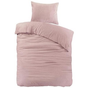 Bettwäsche, Hellrosa, Textil, Uni, 135x200 cm, Oeko-Tex® Standard 100, angenehm wärmend, saugfähig, schadstoffgeprüft, weiche und anschmiegsame Oberfläche, Schlaftextilien, Bettwäsche, Bettwäsche, Flanell-Bettwäsche