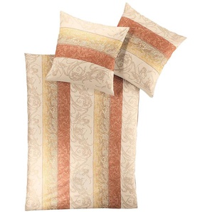 Bettwäsche IRISETTE WITT-PBK-Bettwäsche-temporär Gr. B/L: 155 cm x 220 cm, 2 tlg., Seersucker, B/L: 80 cm x 80 cm, orange (terra, natur) Seersucker-Bettwäsche Bettwäsche