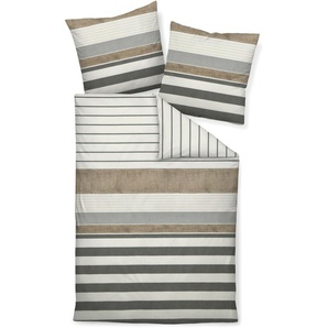 Bettwäsche JANINE Davos 65056 Gr. Edel-Köper-Flanell, beige (naturell) Flanell-Bettwäsche mit grafischem Muster