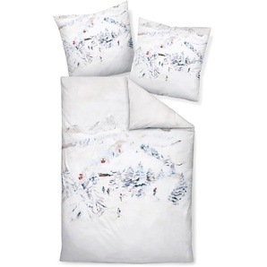 Bettwäsche JANINE Mako-Satin42114 02 * 155X220,80x80 Gr. B/L: 155 cm x 220 cm (1 St.), B/L: 80 cm x 80 cm (1 St.), Mako-Satin, blau (eisblau) Bettwäsche 155x220 cm