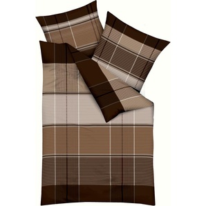 Bettwäsche KAEPPEL Architect Gr. B/L: 155 cm x 220 cm (1 St.), B/L: 80 cm x 80 cm (1 St.), Mako-Satin, braun (mocca) Bettwäsche 155x220 cm