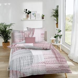 Bettwäsche KAEPPEL Supreme Gr. B/L: 155 cm x 220 cm (1 St.), B/L: 80 cm x 80 cm (1 St.), Feinbiber, rosa (rosé) Bettwäsche 155x220 cm mit graphischem Print