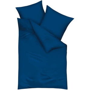 Bettwäsche KAEPPEL Uni Gr. B/L: 135 cm x 200 cm (1 St.), B/L: 80 cm x 80 cm (1 St.), Mako-Satin, blau (marine) Bettwäsche 135x200 cm Unifarben