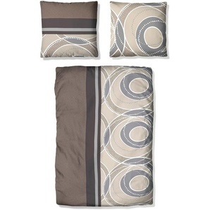 Bettwäsche MY HOME Lorbeer in Gr. 135x200 oder 155x220 cm Gr. B/L: 135 cm x 200 cm (1 St.), B/L: 40 cm x 80 cm (1 St.), Polycotton, grau (taupe) Polycotton-Bettwäsche zeitlose Bettwäsche, Bettwäsche mit geometrischem Muster