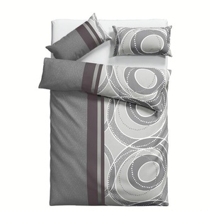 Bettwäsche MY HOME Lorbeer in Gr. 135x200 oder 155x220 cm Gr. B/L: 135 cm x 200 cm (1 St.), B/L: 80 cm x 40 cm (1 St.), Polycotton, grau Polycotton-Bettwäsche zeitlose Bettwäsche, Bettwäsche mit geometrischem Muster