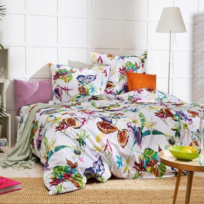 Bettwäsche Nina, APELT, Satin (Bio-Baumwolle), Sommer Bettwäsche im Ibiza Style, Exotische Blüten und Blätter